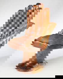 MID CENTURY MODERN STYLE TEAK HAND CARVED CHAIR