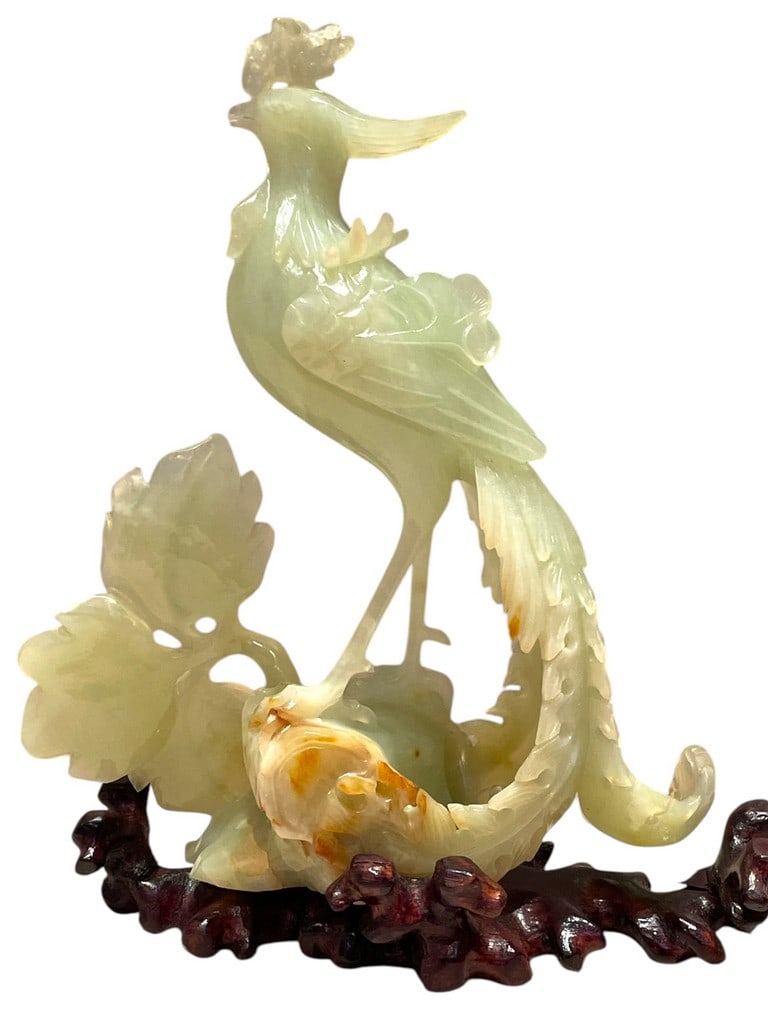 GREEN JADE CHINESE PHOENIX SCULPTURE 10" (1 of 7)
