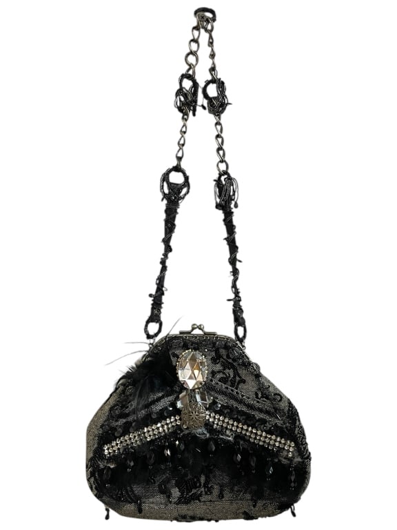 VINTAGE MARY FRANCES LACE AND BEADS SHOULDER BAG (1 of 8)