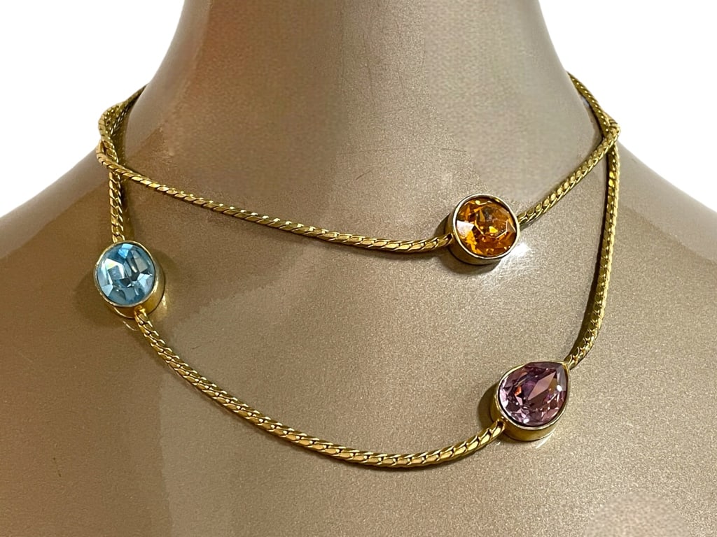 GOLD AND MULTI COLOR GEMSTONE NECKLACE (1 of 5)