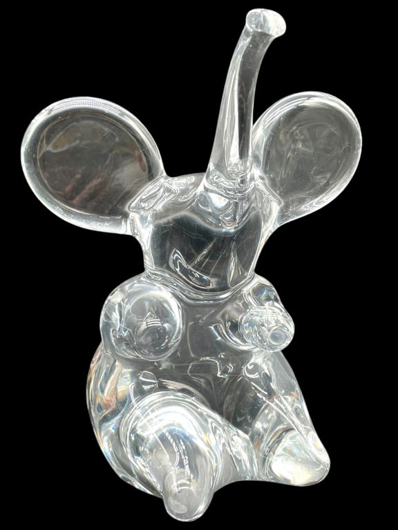 DAUM FRANCE SITTING ART GLASS ELEPHANT FIGURINE 9" (1 of 6)