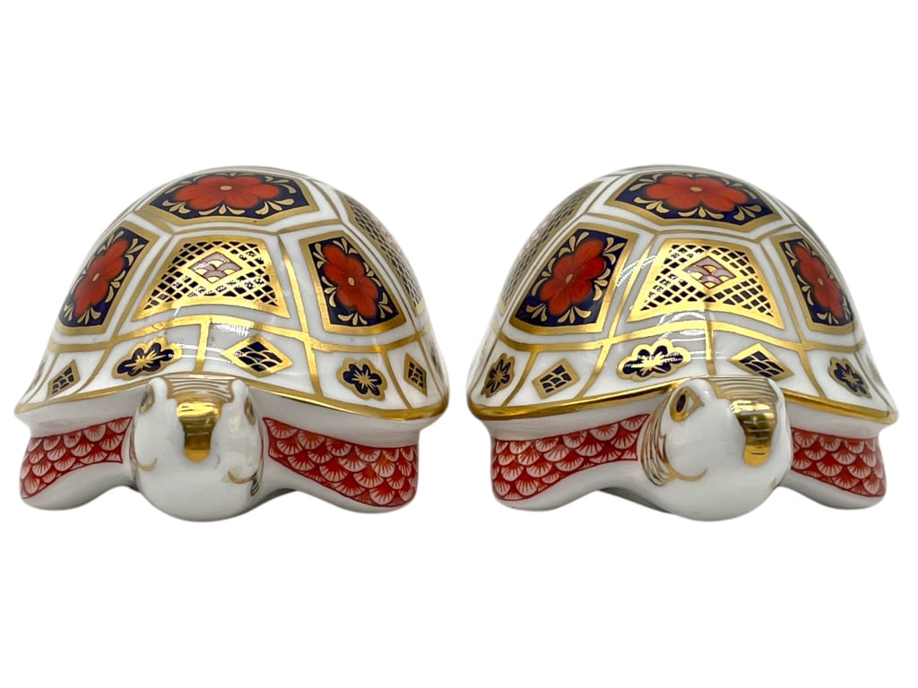 PAIR OF ROYAL CROWN DERBY TURTLE PAPERWEIGHTS 4" (1 of 8)