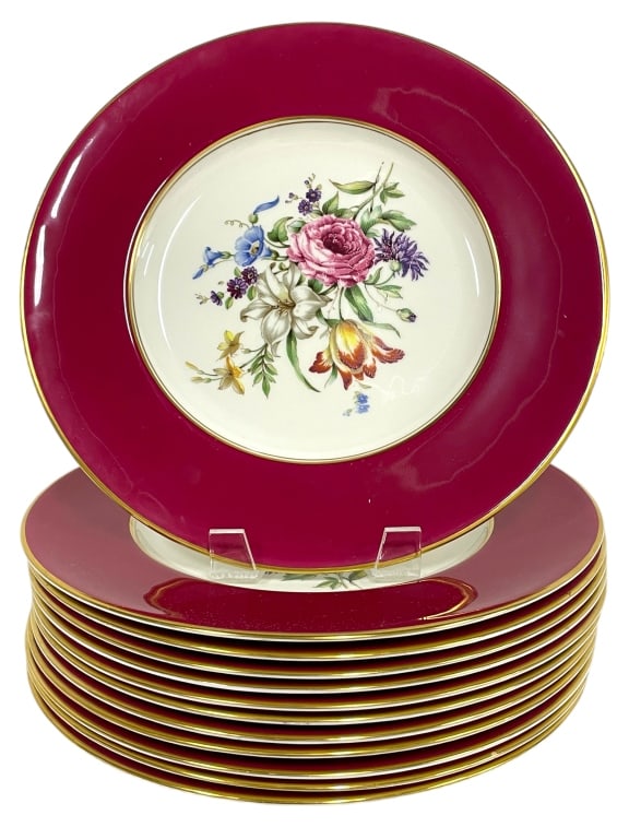 ROYAL WORCESTER SET OF 12 FLORAL DINNER PLATES 10" (1 of 4)