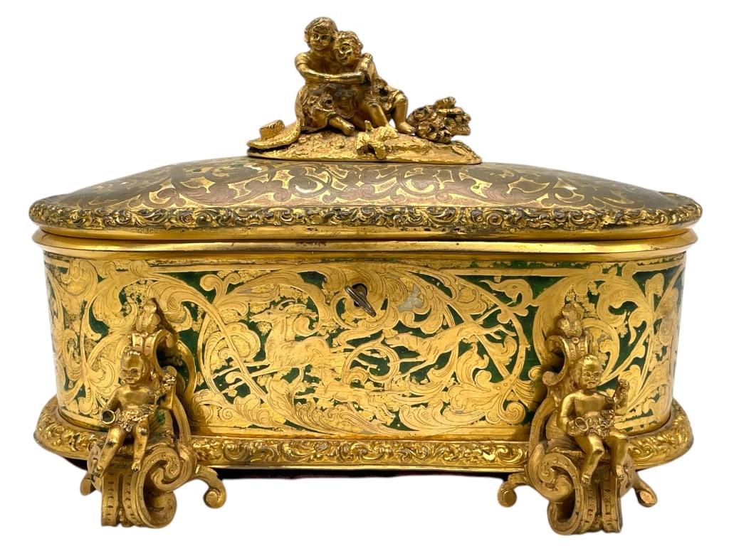 VINTAGE GILT CASKET JEWELRY BOX 8.5" (1 of 9)