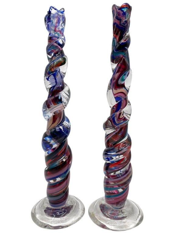 PAIR OF DAVID GOLDHAGEN SPIRAL CANDLESTICKS 15" (1 of 4)