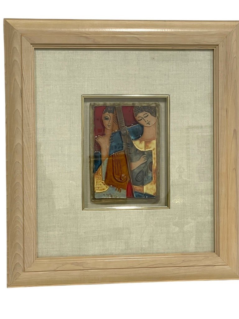 RUTH FAKTOR CELLIST CERAMIC SCULPTURE WALL ART 20" (1 of 5)