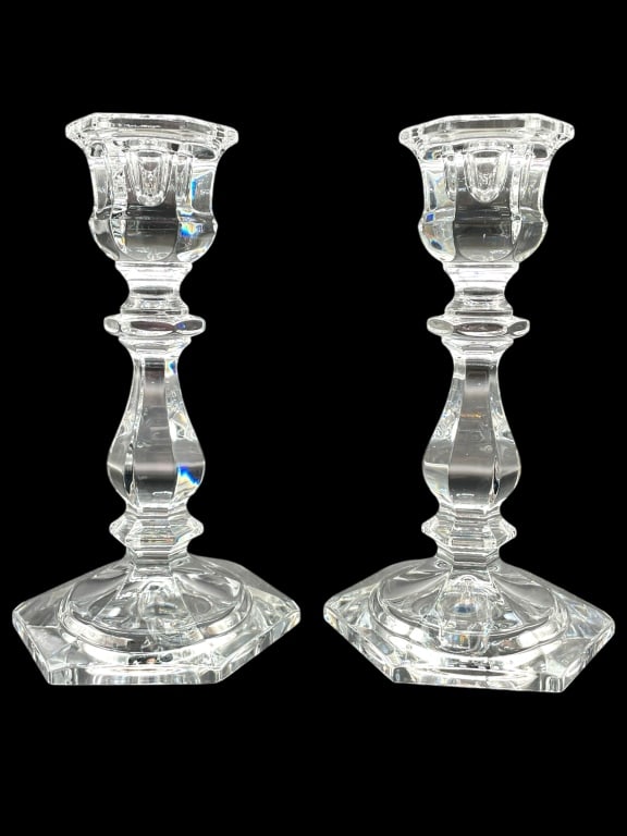 PAIR OF NEIMAN MARCUS CRYSTAL CANDLESTICKS 10" (1 of 6)