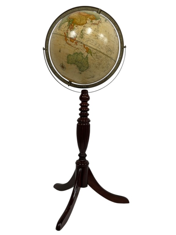 VINTAGE FLOOR GLOBE ON WOOD BASE STAND 34.5" (1 of 10)