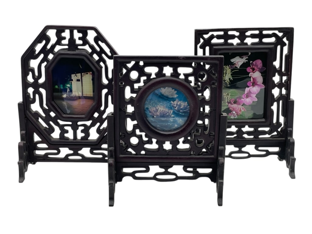 SET OF 3 ASIAN STYLE WOOD PHOTO FRAMES (1 of 6)