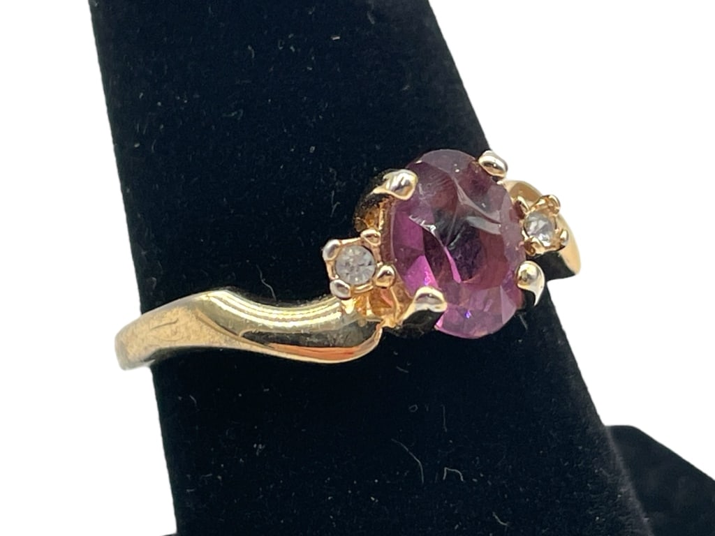 18K GOLD & AMETHYST RING SZ8.75 2.70G (1 of 6)
