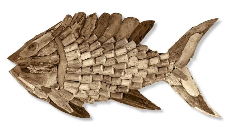 NEW! COASTAL DRIFTWOOD ANGEL FISH WALL ART 35" (1 of 4)