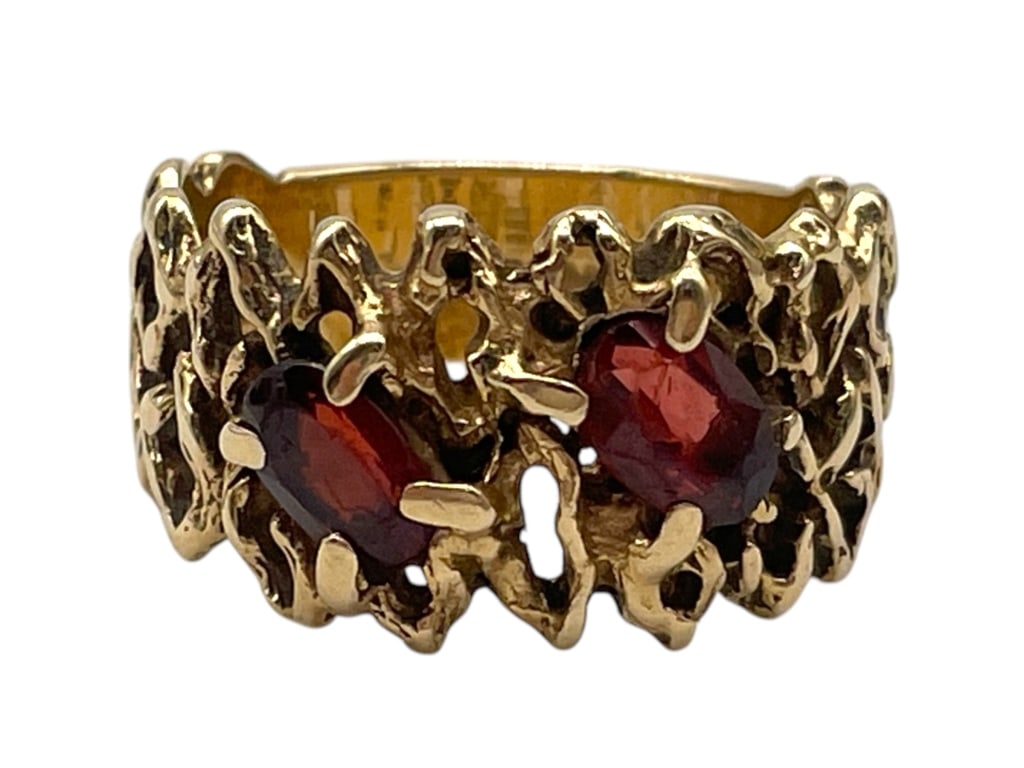 14K GOLD & GARNET RING SZ5.5 5.12G (1 of 7)