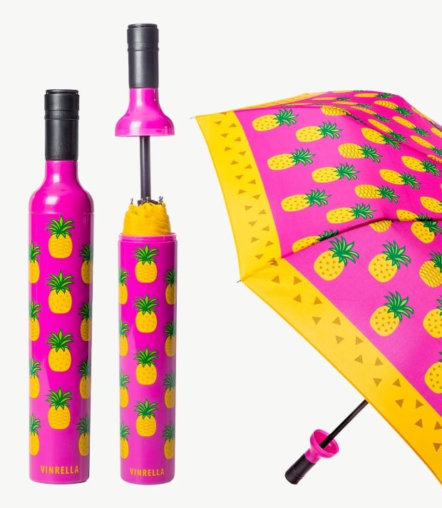 NEW! VINRELLA PINEAPPLE PUNCH BOTTLE UMBRELLA: NEW! VINRELLA PINEAPPLE PUNCH BOTTLE UMBRELLA -WE THINK PINEAPPLES ARE VIVACIOUS, OUTSPOKEN AND COMMAND ATTENTION – A PERFECT DESIGN FOR THE PERSON WHO BRINGS THE FUN. ALL VINRELLA WINE BOTTLE UMBRE