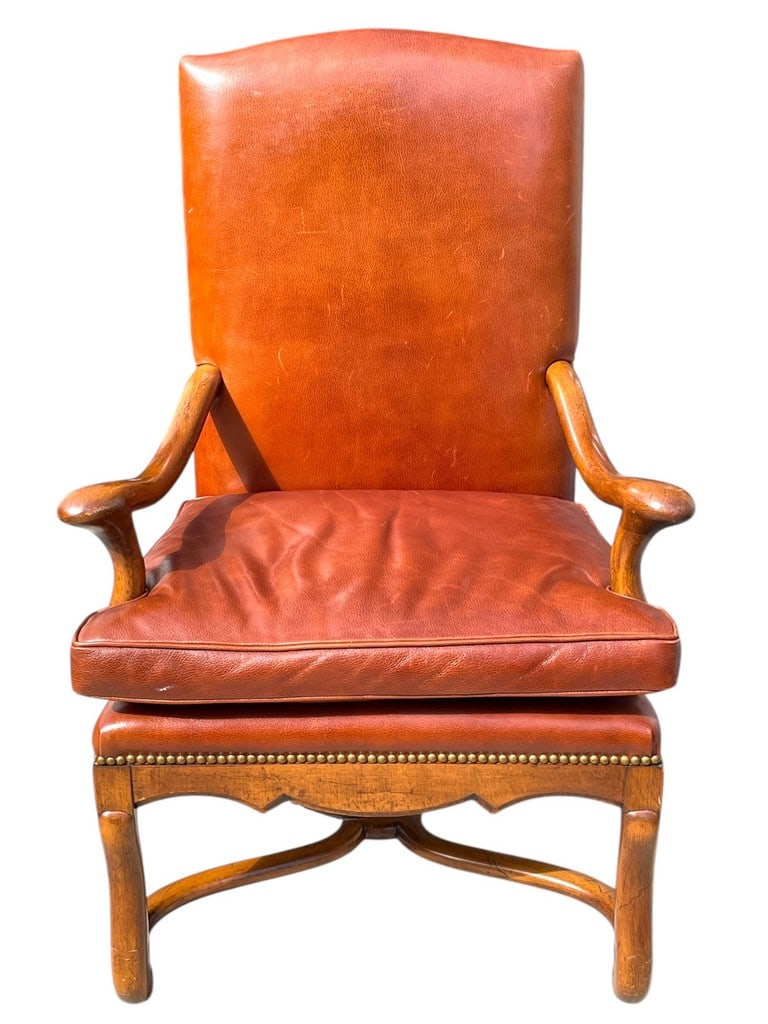 TROUVAILLES REGENCY STYLE LEATHER  ARMCHAIR (1 of 6)