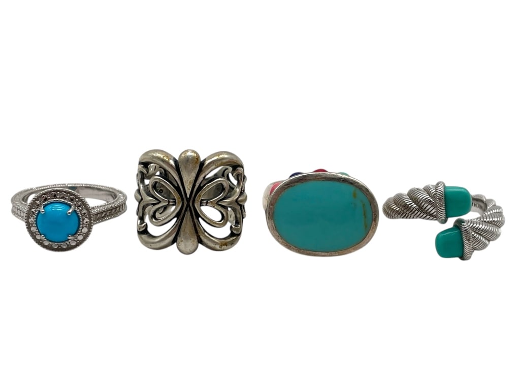 4 STERLING SILVER RINGS W/ GEMSTONES SZ7 26.86G (1 of 15)