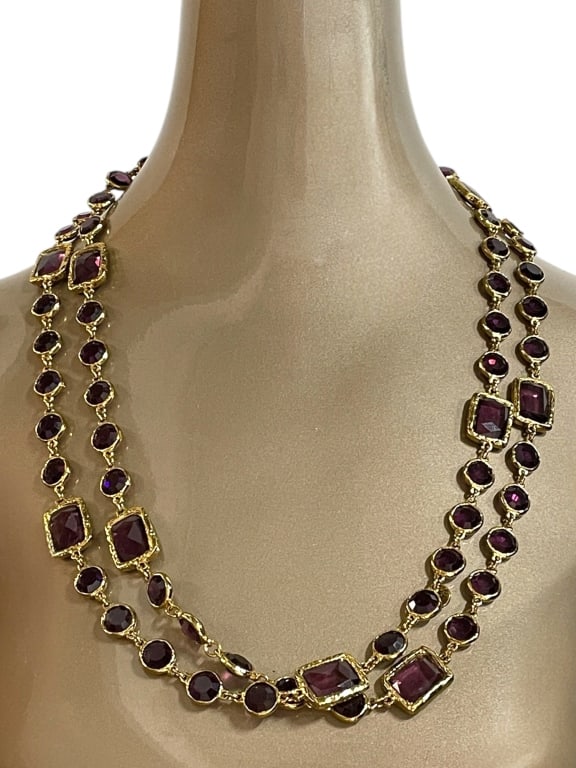 VINTAGE CHANEL GOLD & PURPLE CRYSTAL NECKLACE (1 of 3)