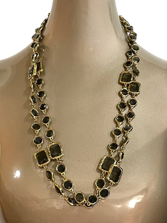 VINTAGE CHANEL GOLD & BLACK CRYSTAL NECKLACE (1 of 3)
