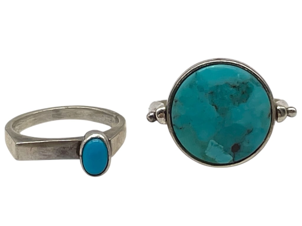 TWO STERLING SILVER RINGS W/ GEMSTONES SZ5.5 9.05G (1 of 9)