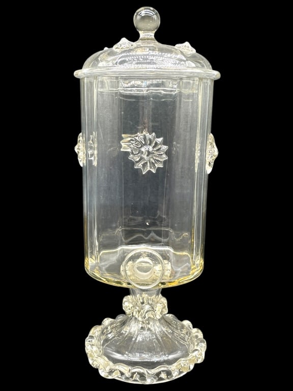 VINTAGE CLEAR GLASS DRINK DISPENSER 21" (1 of 8)