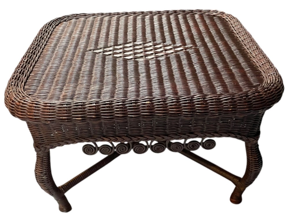 VINTAGE 70'S WICKER SIDE TABLE (1 of 6)