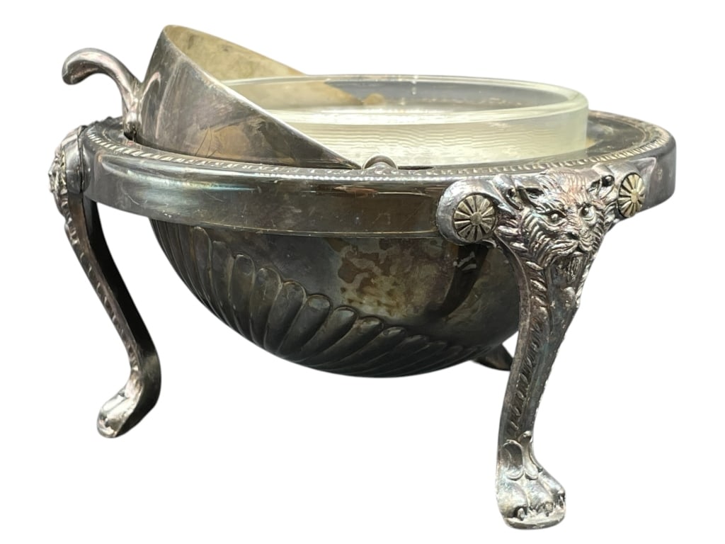 VINTAGE SILVER ROLL TOP CAVIAR DISH 4.5" (1 of 6)