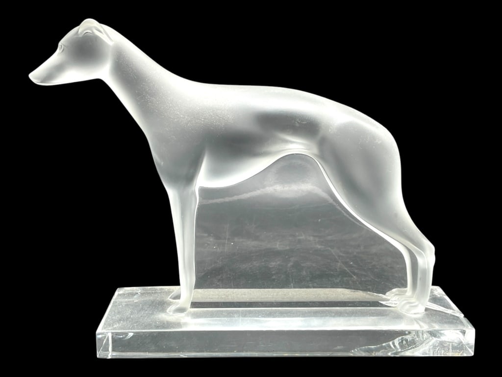 LALIQUE GREYHOUND CRYSTAL STATUE 10" (1 of 8)