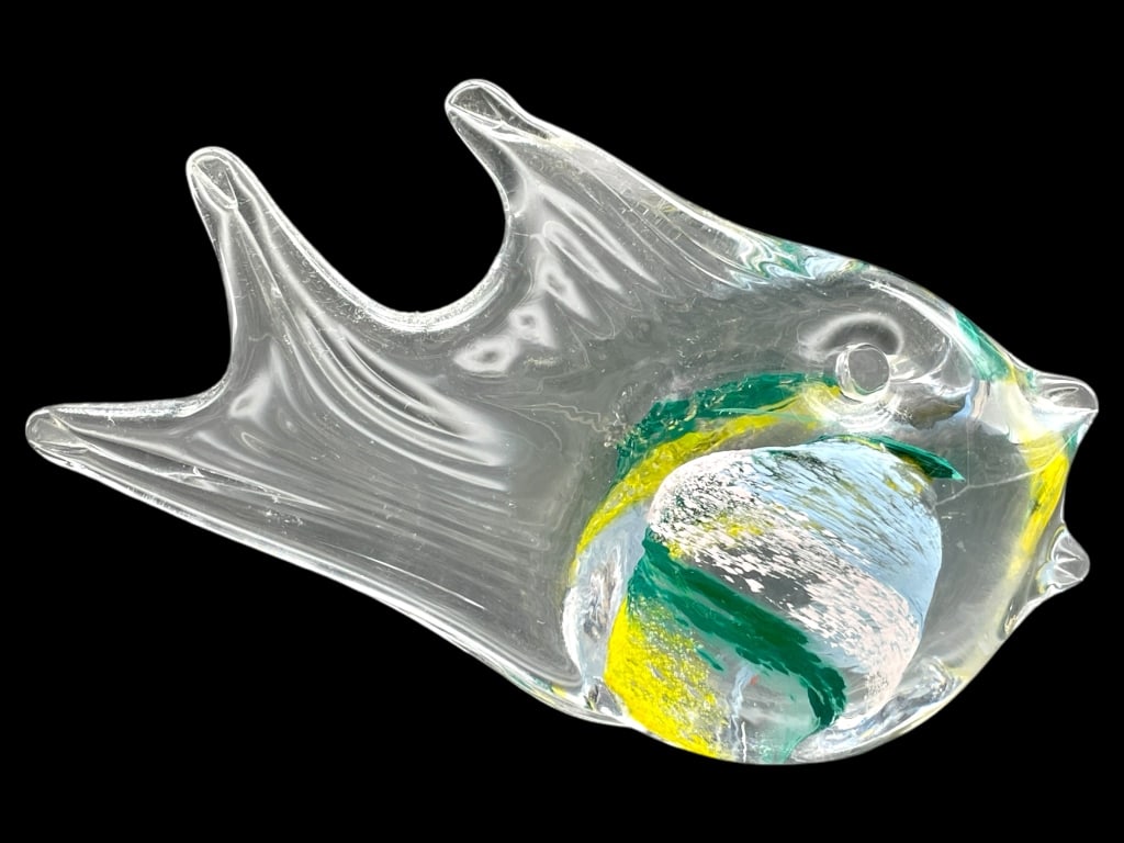 MURANO STYLE ART GLASS FISH PAPERWEIGHT 6" (1 of 6)