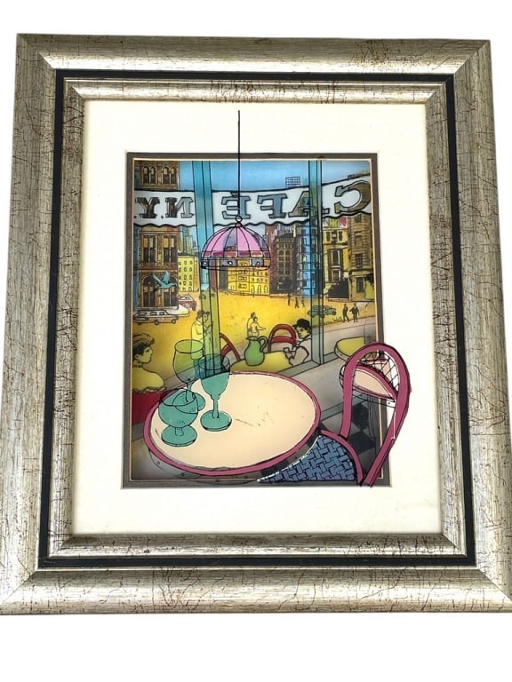 JEAN-PIERRE WEILL VITREOGRAPHY PRINT ON GLASS 10": JEAN-PIERRE WEILL VITREOGRAPHY CAFE NY - 8" X 10" FRAMED -3D GLASS PAINTING ART -VERY GOOD PRE OWNED CONDITION -DP3325 auction-house or have their items shipped. Some items qualify for in-house shippi