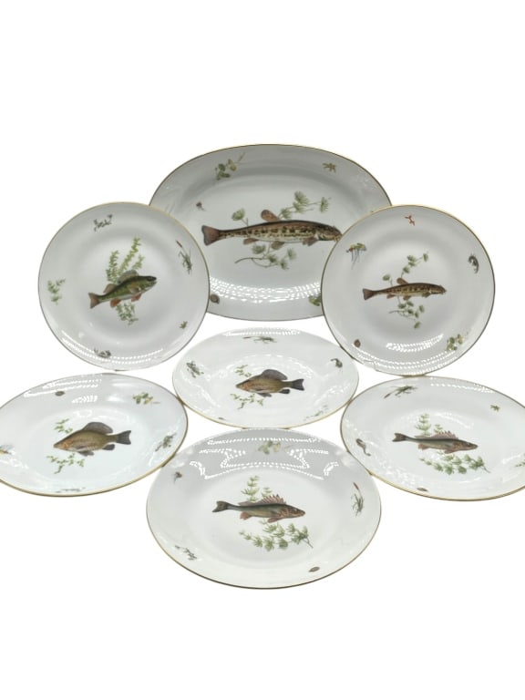 RICHARD GINORI FISH PLATTER & 6 PLATES (1 of 10)