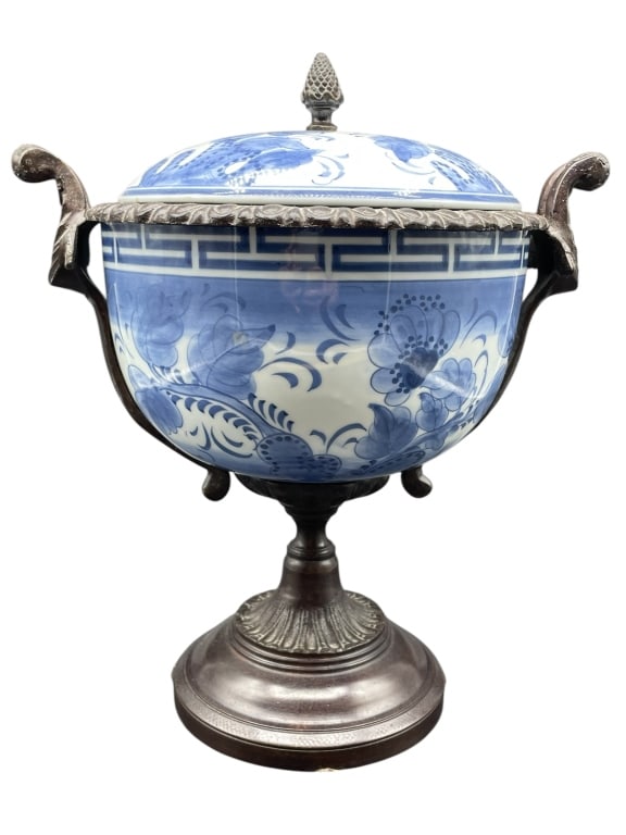 MAITLAND SMITH PORCELAIN BRONZE COMPOTE BOWL 13" (1 of 7)