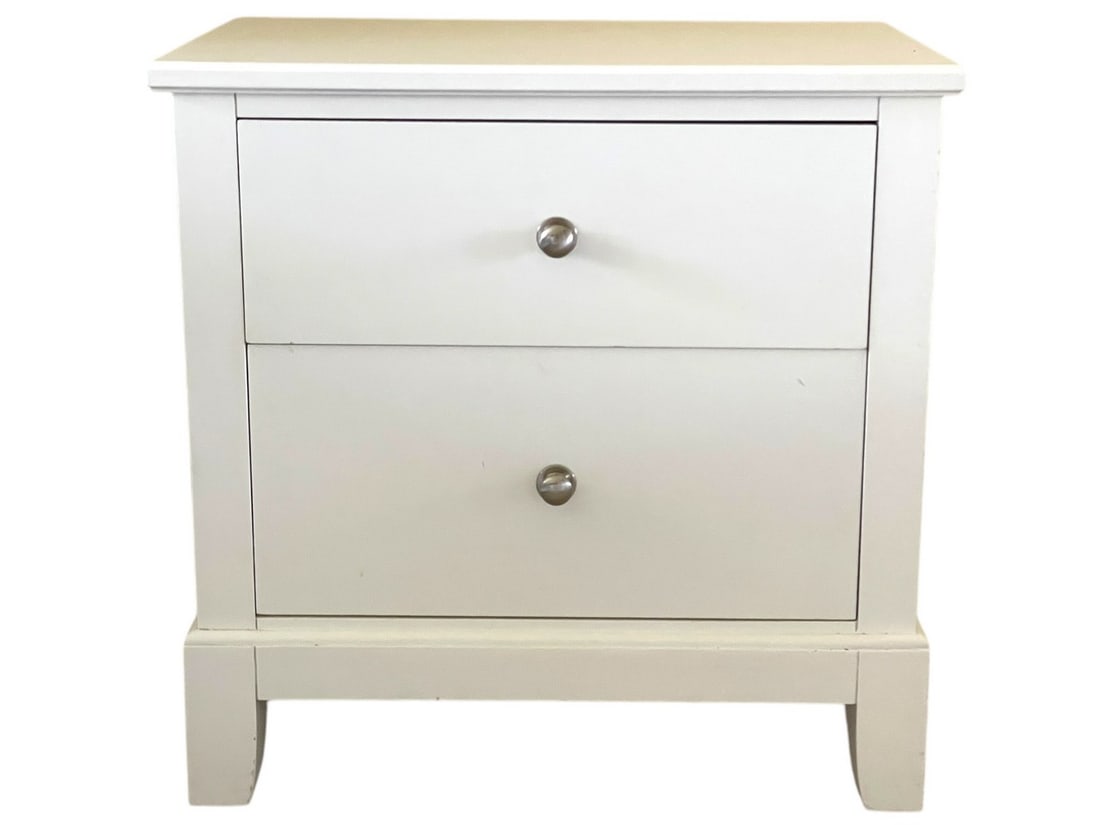 MODERN WHITE END TABLE NIGHT STAND WITH 2 DRAWERS (1 of 6)