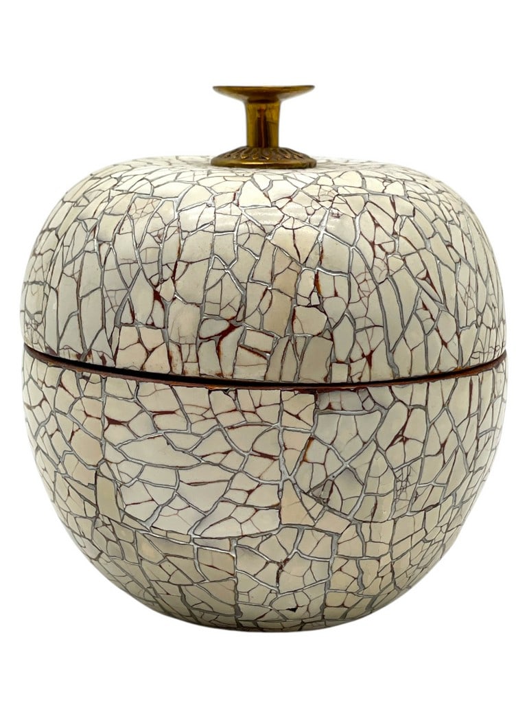 MAITLAND SMITH EGG SHELL CRACKLE STORAGE BOX 5" (1 of 7)