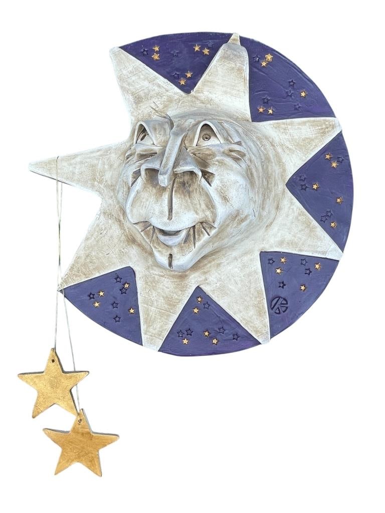 VINTAGE CERAMIC SUN & STARS WALL HANGING 16" (1 of 6)