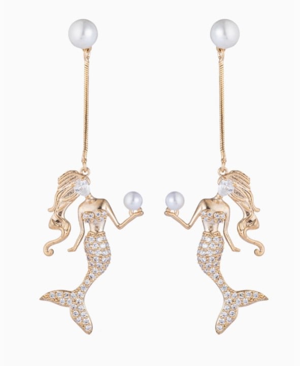NEW! EYECANDY MERMAID DROP EARRINGS CZ CRYSTALS (1 of 2)
