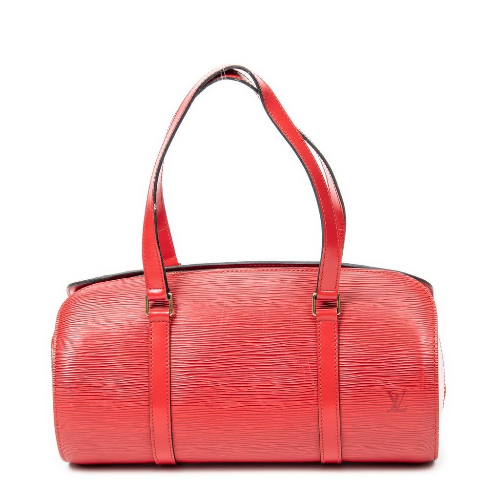 LOUIS VUITTON SOUFFLOT HANDBAG RED: LOUIS VUITTON SOUFFLOT HANDBAG RED -ID NUMBER: ABA6071 -THE LOUIS VUITTON SOUFFLOT HANDBAG IS A LUXURIOUS AND ELEGANT BAG MADE FROM RED CALF LEATHER AND EPI LEATHER, A SIGNATURE MATERIAL KNOWN FOR ITS
