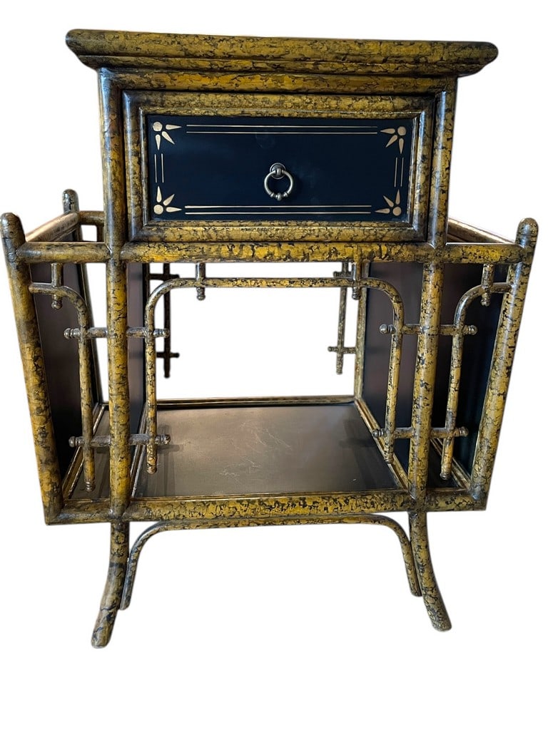 VINTAGE TORTOISE BAMBOO ONE DRAWER ACCENT TABLE (1 of 6)