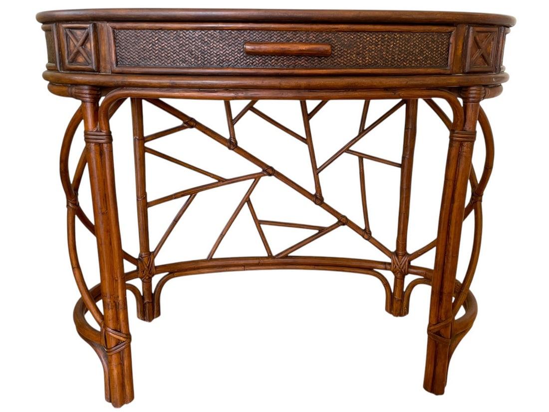 BOMBAY BAMBOO ICE CRACKLED RATTAN DESK 36" (1 of 11)