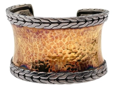 JOHN HARDY 22K GOLD & STERLING CUFF BRACELET 70G