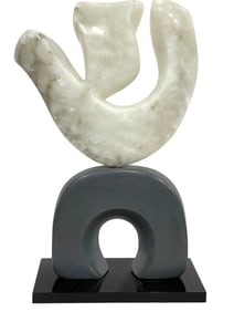 H. SIMON ABSTRACT MARBLE SCULPTURE 26"