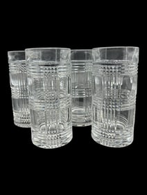 SET OF 4 RALPH LAUREN TALL GLEN PLAID GLASSES