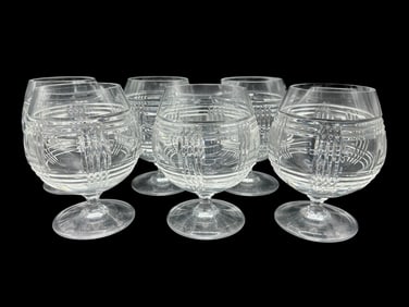 SET OF 6 RAPLH LAUREN GLEN PLAID BRANDY SNIFTERS