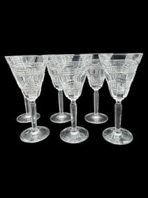 SET OF 6 RALPH LAUREN GLEN PLAID WINE GLASSES