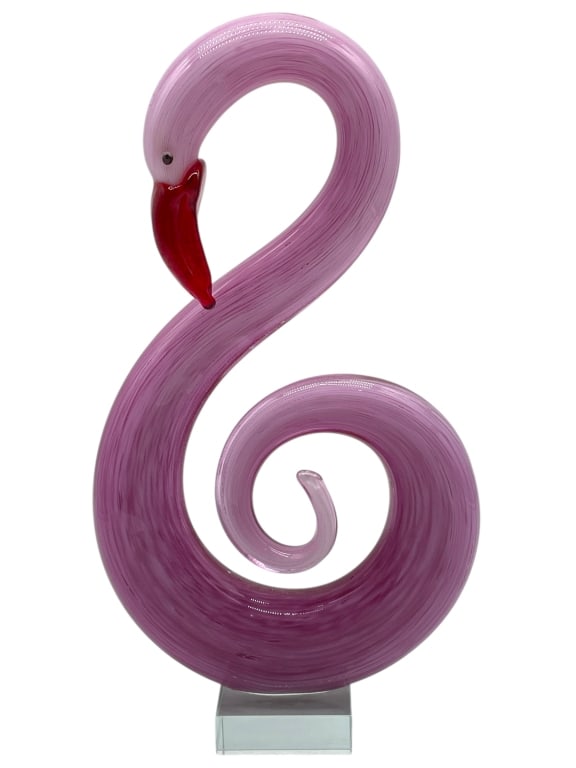MURANO STYLE BLOWN GLASS FLAMINGO FIGURINE 12" (1 of 9)