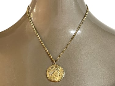 18K GOLD COIN PENDANT NECKLACE 32.85G