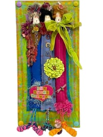 V. ORIGINALS WHIMSICAL MIXED MEDIA ART 24"