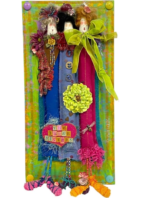 V. ORIGINALS WHIMSICAL MIXED MEDIA ART 24" (1 of 5)