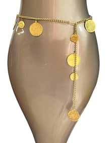 KENNETH LANE GOLD DISC CHAIN BELT 37"