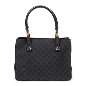 GUCCI SQUARE BAMBOO CANVAS SHOULDER BAG