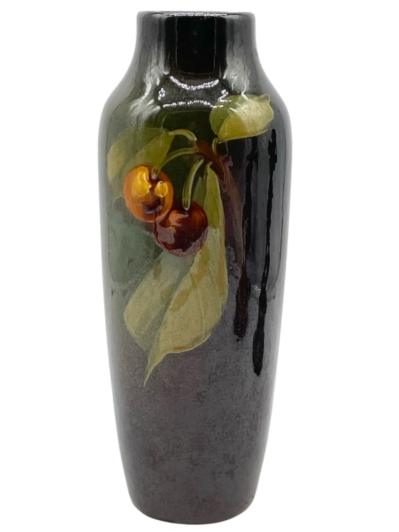 VINTAGE ART POTTERY GLAZE VASE W/ FRUIT DESIGN 12" (1 of 5)