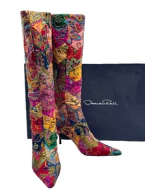 OSCAR DE LA RENTA EMBROIDERED BOOTS SZ 37.5